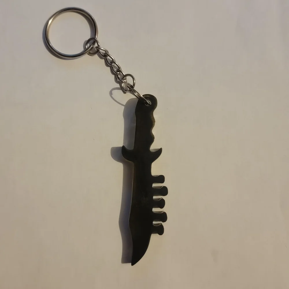 Black Knife-Shaped Keychain